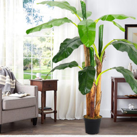 3 Trunk Artificial Plant Fake Banana Tree House Plant in Pot 180 cm