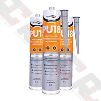 3 Tubes of PU18 Polyurethane Adhesive Sealant Grey 310ml Tube