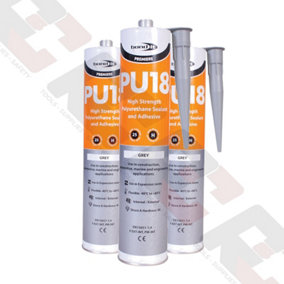 3 Tubes of PU18 Polyurethane Adhesive Sealant Grey 310ml Tube