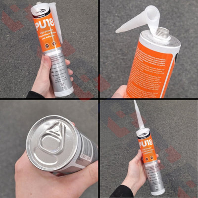 3 Tubes of PU18 Polyurethane Adhesive Sealant Grey 310ml Tube - 7