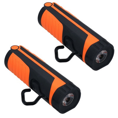 3 Watt Cob Torch And Folding Inspection Work Light Lamp Battery Powered 2pc