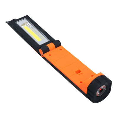 3 Watt Cob Torch And Folding Inspection Work Light Lamp Battery Powered 2pc