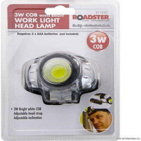 3 Watt White Led Cob Headlight - Builders & Workers Head Lamp, Can Also Be Used For Camping & Hiking