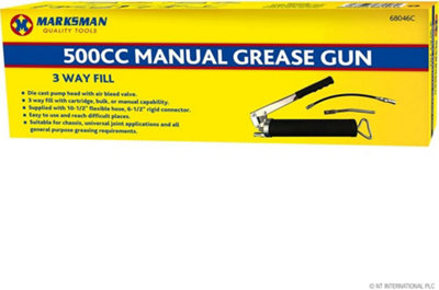 3 Way 500cc Lever Action 400g Grease Greasing Gun With 2 Delivery Hoses Diy New