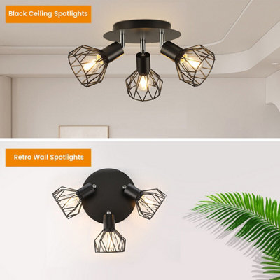3-Way Ceiling Lights Spotlight Adjustable Fitting Living Room Kitchen ...