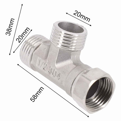 Bidet T Adapter Brass Toilet Bidet Valve 7/8" 1/2" T-adapter Shut Off 3 Way Diverter Chrome Plat Luxe Bidet Toilet Parts & Attachments