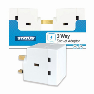 3 Way Fused Adaptor White/Triple Fused Mains Adapter