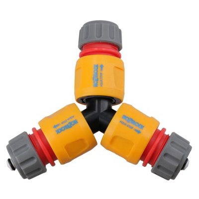 3 Way Garden Hose Pipe Connector Joiner and 3 Hozelock Quick Release