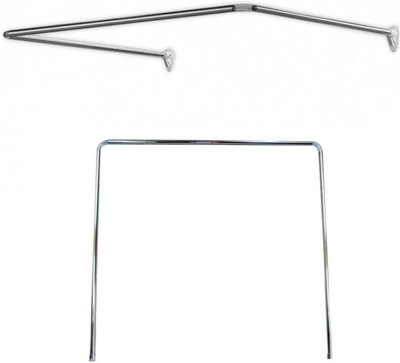 3 Way Shower Curtain U & L Shape Corner Rail 20mm Diameter Pole Rod Bath - 5