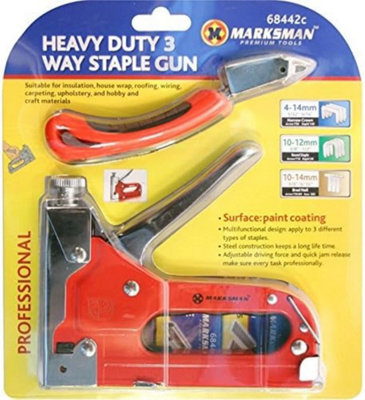 3 Way Staple Nail Gun Stapler Heavy Duty Upholstery Wood And Remover Kit Quick