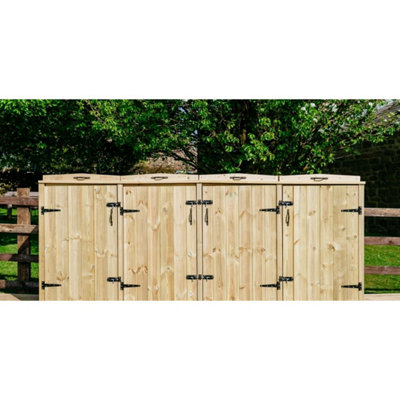 3 Wheelie Bin/2 Recycle Box Store - L80.4 x W273 x H120 cm - Timber - 3