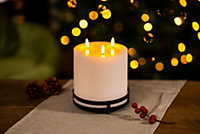 3 Wick LED Candle With Black Stand