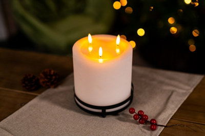 3 Wick LED Candle With Black Stand