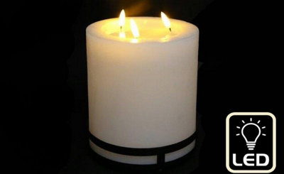 3 Wick LED Candle With Black Stand - 9