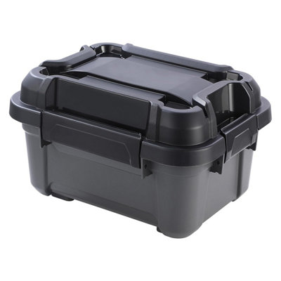3 x 12 Litre Black Bunker Storage Trunks For Tradesman & Handyman