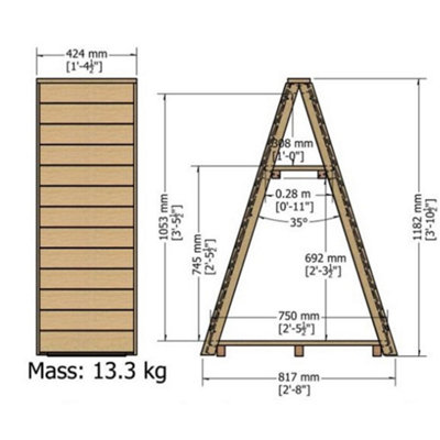 3 x 2 (0.82m x 0.42m) Overlap Small Triangular Log Store - Pressure Treated