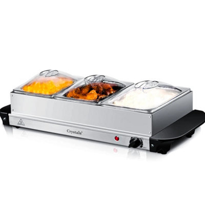 3 X 2.5L ELECTRIC BUFFET SERVER ADJUSTABLE TEMPERATURE FOOD WARMER ...
