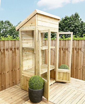 3 x 2 Pressure Treated Wooden T&G Wooden Pent Mini Greenhouse (3' x 2' / 3ft x 2ft)