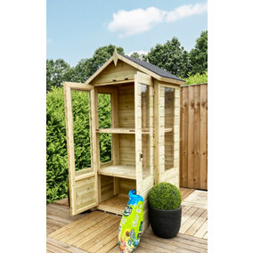 3 x 2 Pressure Treated Wooden Tongue and Groove Mini Greenhouse (3' x 2' / 3ft x 2ft) - APEX