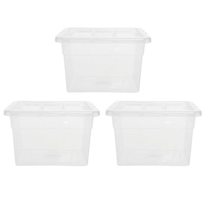 3 x 22 Litre Strong Clear Transparent Storage Containers Ideal For ...