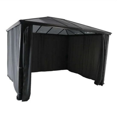 3 x 3.6m Gazebo and Curtains in Dark Grey Pop Up Marquee Aluminium Tent