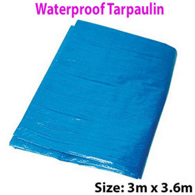 3 x 3.6m Outdoor Waterproof Blue Tarpaulin Sheets Ground Protective Cover Tarp