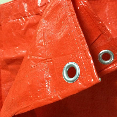 3 x 3 m Tarpaulin Cover - Orange 90GSM - Waterproof, Frost-Resistant, UV Protection, Multipurpose, Groundsheet