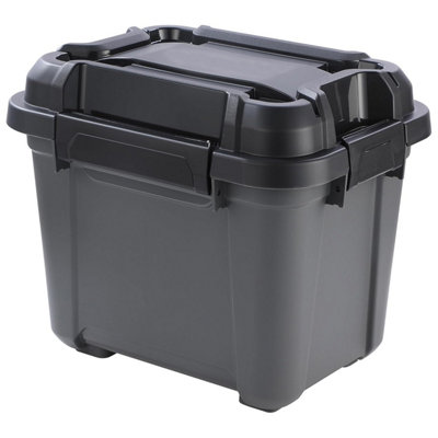3 x 31 Litre Black Bunker Storage Trunks For Tradesman & Handyman