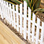 3 x 33cm 4 Piece Set White Wood Effect Picket Fence Garden Edging