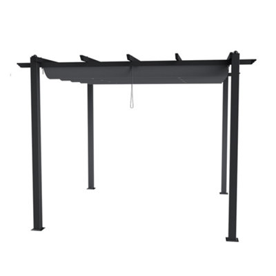 3 x 3m Aluminum Garden Gazebo with Retractable Canopy Heavy Duty Awnings for Decks Backyard - 5
