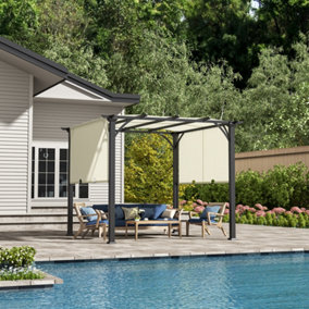 3 x 3m Pergola Gazebo with Retractable Cnopy Outdoor Garden Shelter UV Protection Waterproof for Decks Backyard