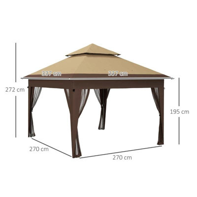3 x 3m Pop Up Gazebo  1 Button Push Double Roof Carry Bag
