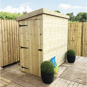 3 x 4 Pressure Treated Tongue And Groove Pent Wooden Garden Shed  - Side Door (3' x 4' / 3ft x 4ft) (3x4)