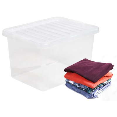 3 x 45L Strong Clear Multipurpose Transparent Storage Container ...