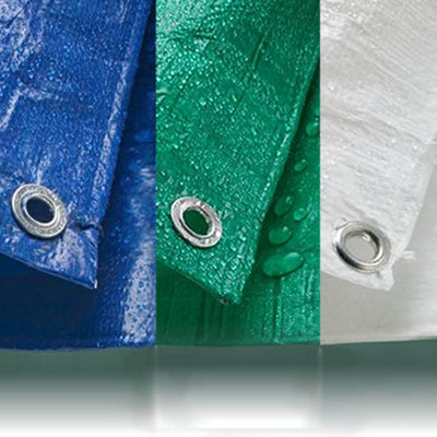 3 X 5.4M x 7.0M ECONOMY GREEN WATERPROOF TARPAULIN SHEET TARP COVER WITH EYELETS