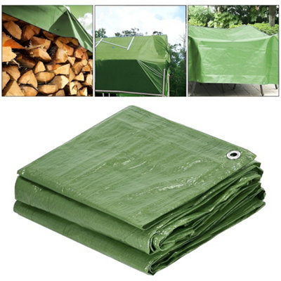 3 x 5 m Tarpaulin Cover - Green 90GSM - Waterproof, Frost-Resistant, UV ...