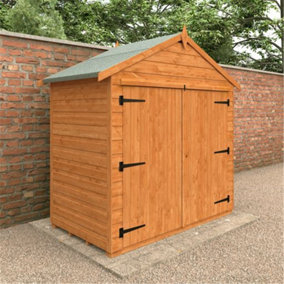 3 x 6 (0.98m x 1.75m) Wooden Tongue and Groove APEX Bike Shed (12mm T&G Floor and APEX Roof) (3ft x 6ft) (3x6)