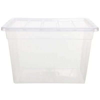 3 x 64L Clear Plastic Home Office Storage Containers Complete With Lids ...