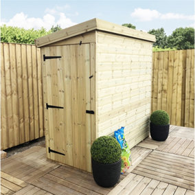 3 x 8 Windowless Pressure Treated Tongue And Groove Wooden Pent Shed (3' x 8' / 3ft x 8ft) (3x8)