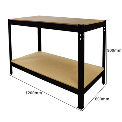 3 x 90cm Black Metal Racking Units & Workbench