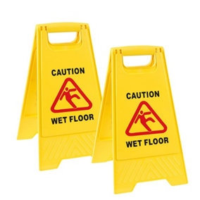 3 x 'A' Frame Double Sided Yellow Wet Floor Safety Warning Sign