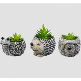3 X Animal Artificial Plants Pot Indoor Outdoor Potted Home Decor Planter Window