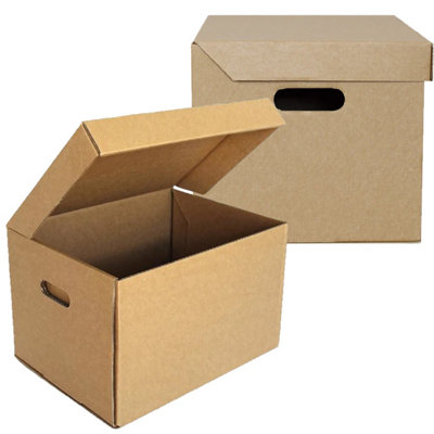 3 x Archive Cardboard Filing Storage Boxes 15x12x9