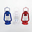 3 x Battery Powered Lanterns - Red White & Blue Indoor Outdoor LED Lights for Garden Patio, Decking, Party, BBQ - Each H23 x W13cm