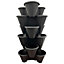 3 x Black Trio 3 Pot Strawberry Stacking Planters For Planting, Gardening, Herbs & Flowers