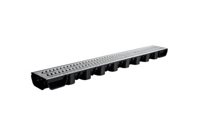 3 x Black with Galvanised Grate Low Flow Shallow Flow Drain Plastic ...