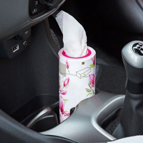 3 x Car Cup Holder Tissue Boxes with 60 Tissues in Each - Cylinder Tube Serviette Wipe Dispensers for Cars, Bikes, Camping, Travel