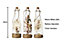 3 x Decorative Light Up Bottle With Artificial Flowers Micro Warm White LEDs 24cm