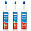 3 x Demsun Clear Transparent S22 Universal Silicone Sealant & Adhesive
