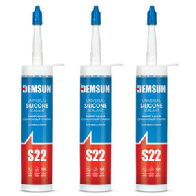 3 x Demsun White S22 Universal Silicone Sealant & Adhesive 310ml